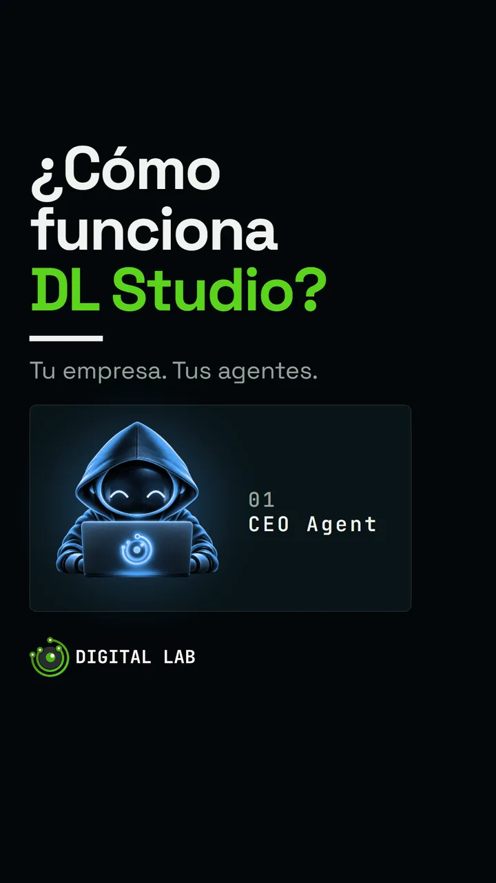 Fotograma del vídeo de DL Studio con el panel de agentes.